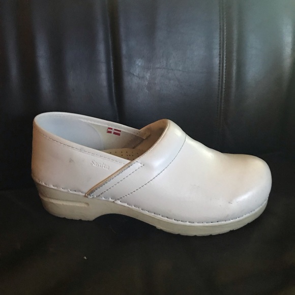 sanita white clogs